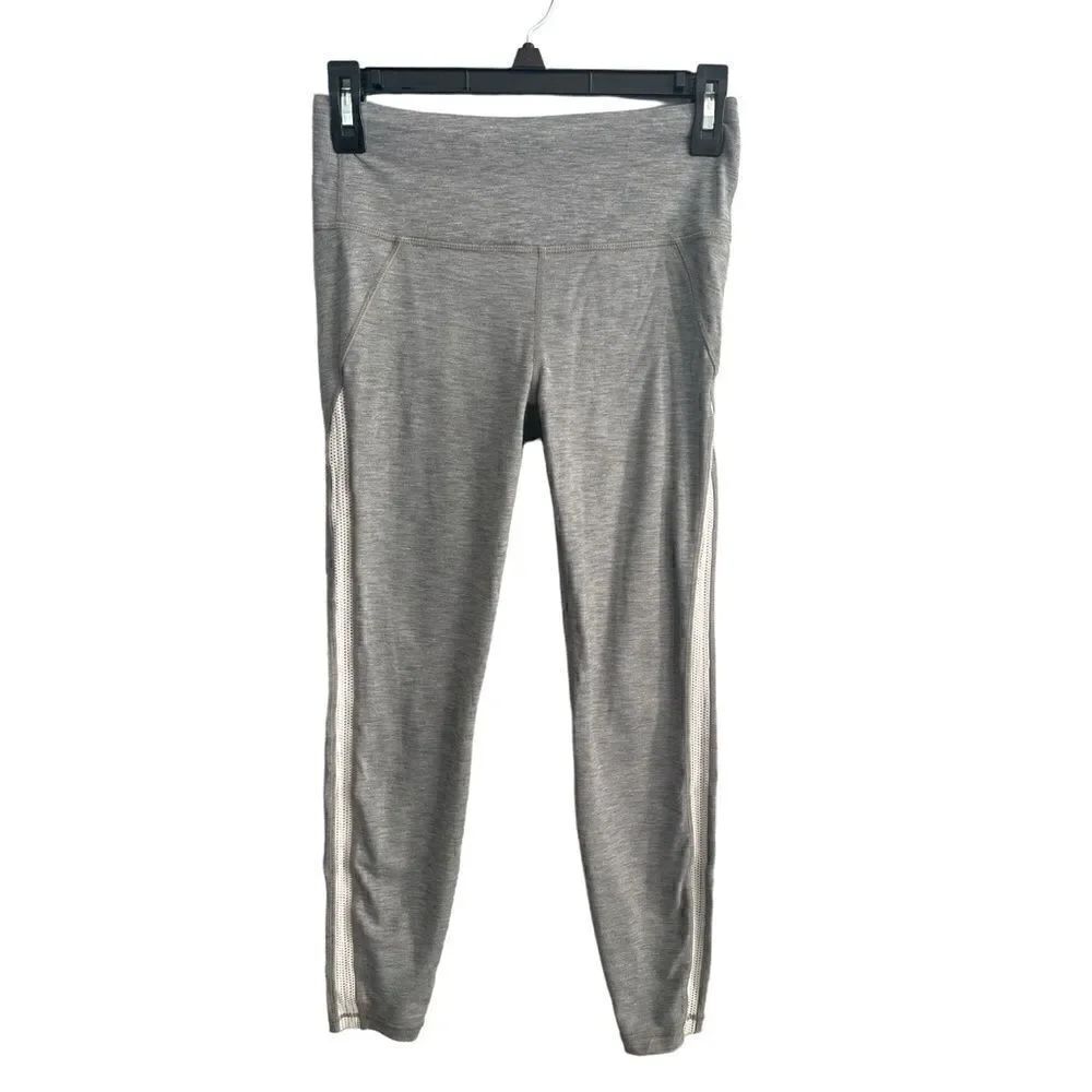 Athleta Women’s Small Workout Gym Gray with white mesh Leggings